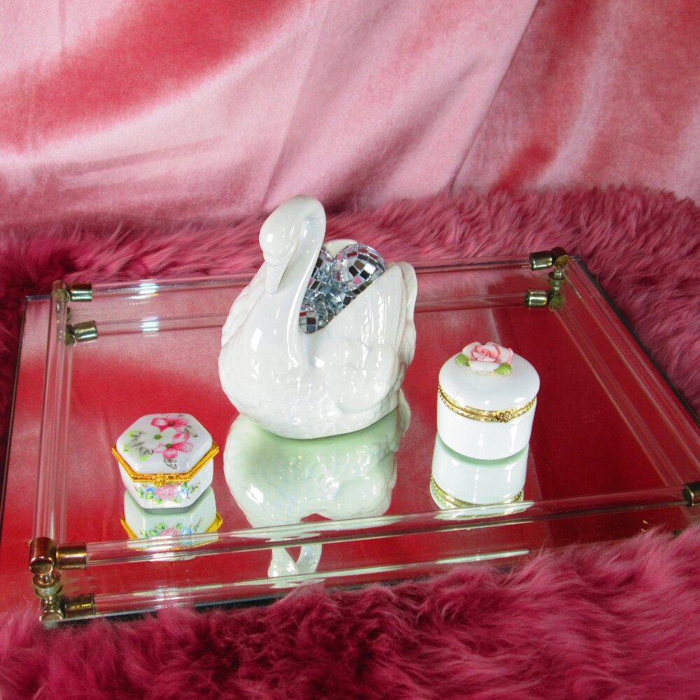 White Ceramic Swan Planter